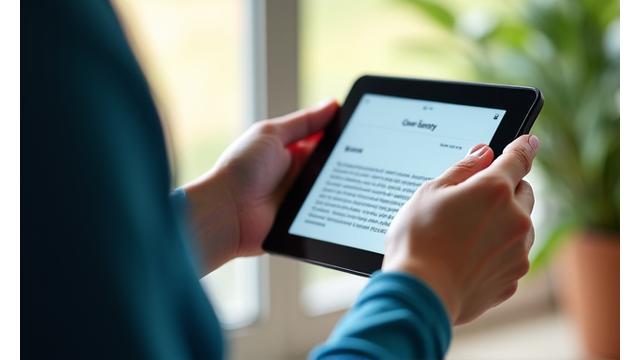 Hands mindfully interacting with a digital device, showing a conscious and calm approach to technology use.
