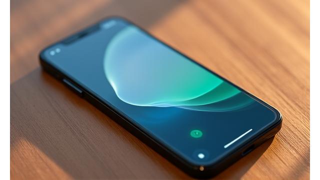 A smartphone screen showing a meditation app with serene nature background and audio wave icon, for technology assisted meditation.