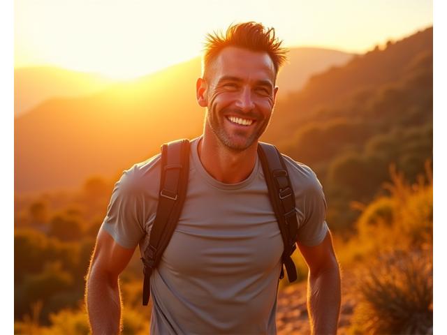 Man over 40 looking vibrant and strong during an outdoor activity.