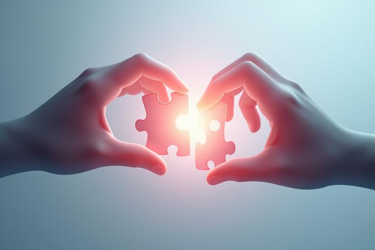 Abstract representation of a handshake over a digital network, signifying agreement and connection